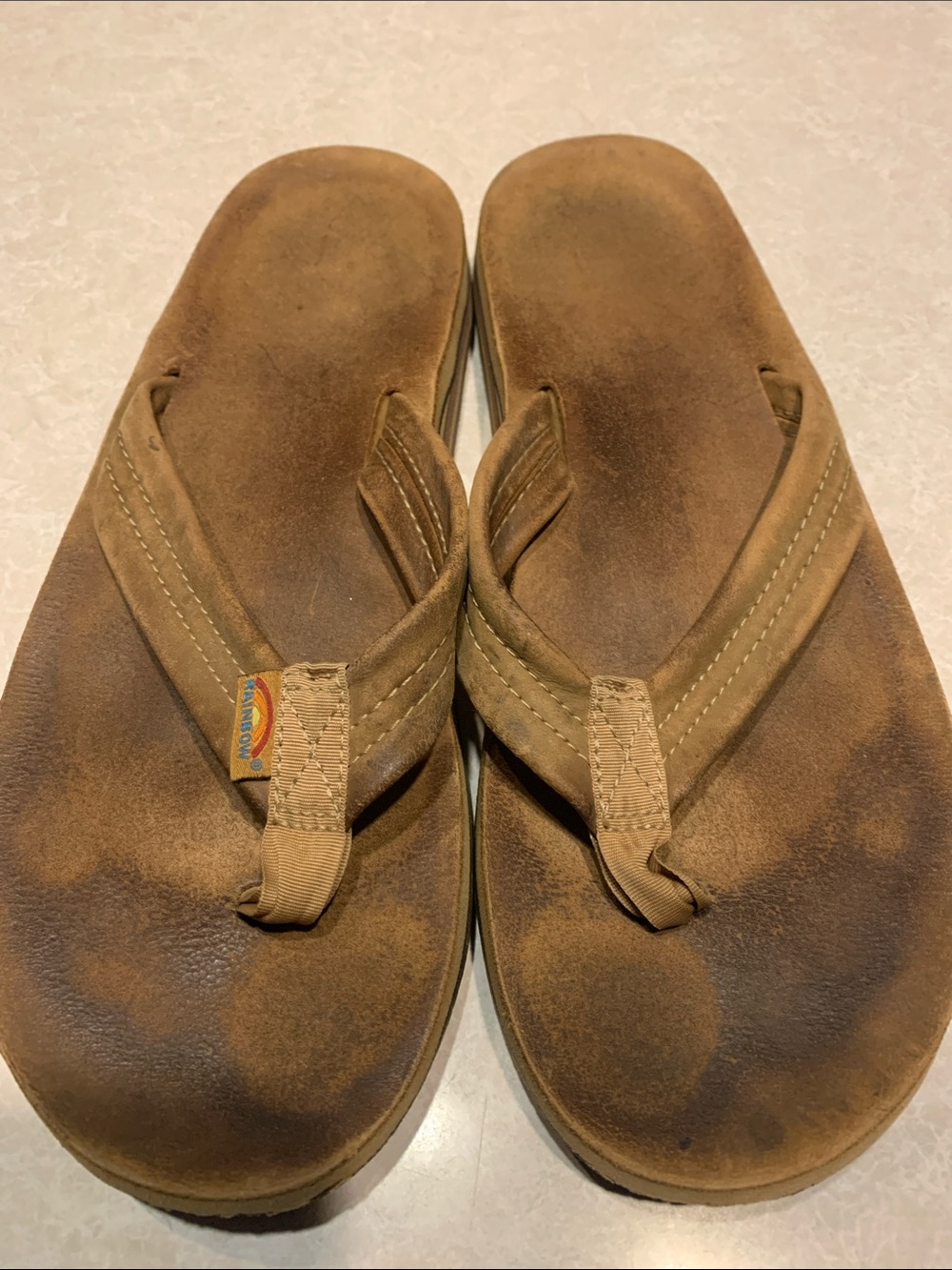 Rainbow Men's Brown Suede Flip-Flops Size 12